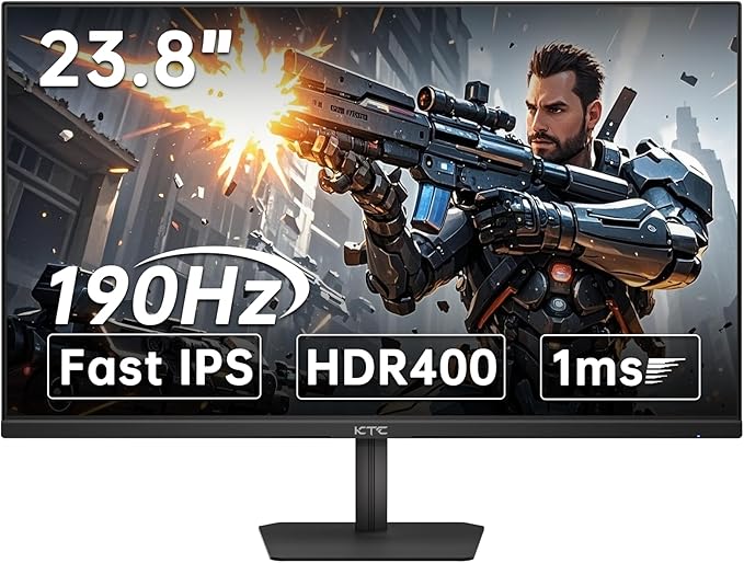 KTC 24 inch 190Hz/180Hz Gaming Monitor, HDR 400 Fast IPS Screen, FHD 1080P by KTC