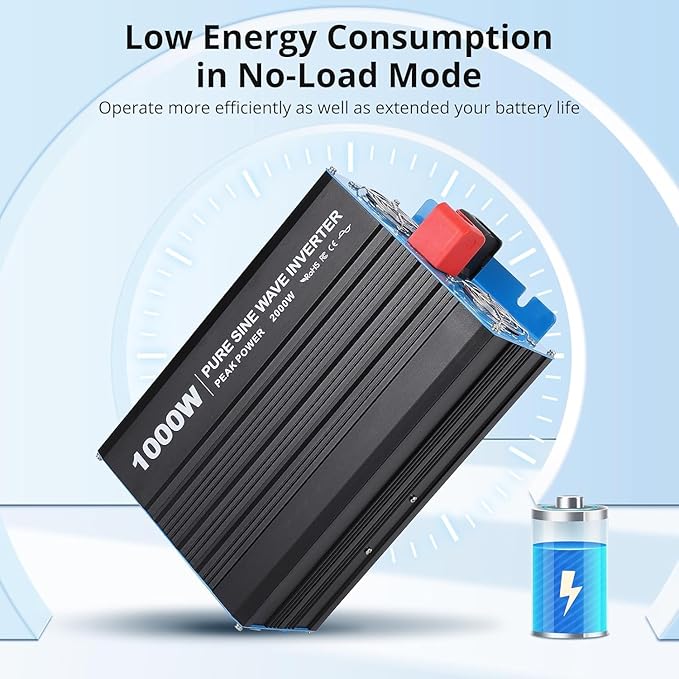 1000W Pure Sine Wave Inverter, 1 USB Port 5v/2.1a, LCD Display&Remote Controller - Image 3