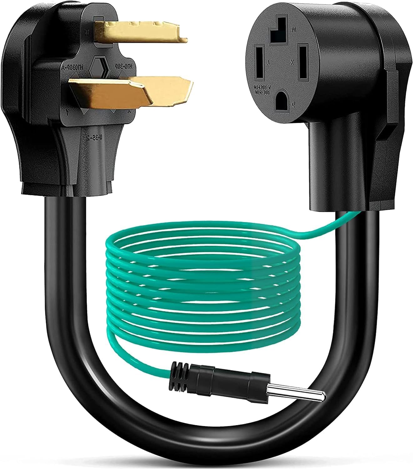 Dryer Adapter 4 Prong to 3 Prong, 4P Newer Dryer to 3P Older House, Dryer Convert Cord NEMA 10-30P Plug to 14-30R Receptacle, 220V 30 Amp 10 AWG STW 1.5FT with Safety Ground Wire