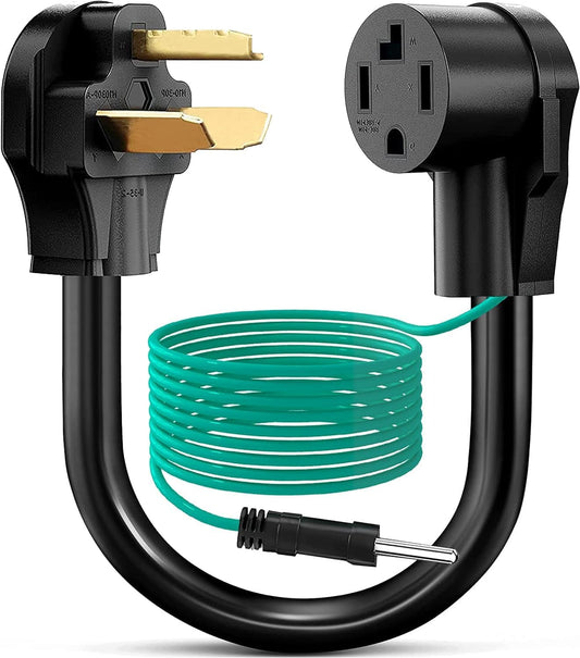 Dryer Adapter 4 Prong to 3 Prong, 4P Newer Dryer to 3P Older House, Dryer Convert Cord NEMA 10-30P Plug to 14-30R Receptacle, 220V 30 Amp 10 AWG STW 1.5FT with Safety Ground Wire
