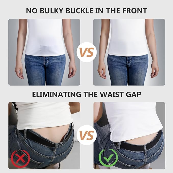 JASGOOD Women No Show Stretch Belt Elastic Web Strap Belt - Image 3