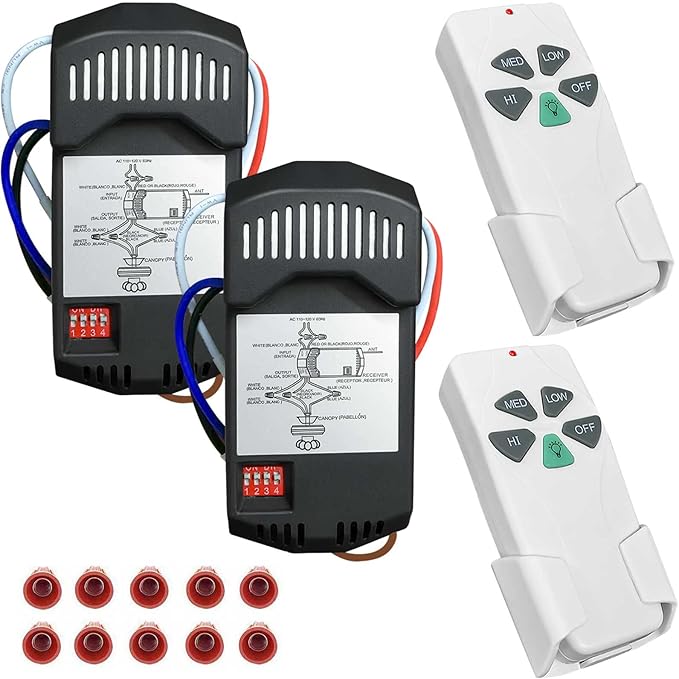 2 Pack Universal Ceiling Fan Remote Control Kits by Aubric