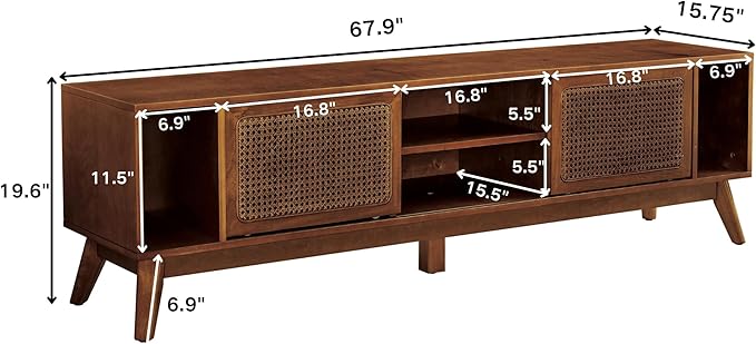 LKTART 68 Inch Mid Century Modern TV Stand - Image 2