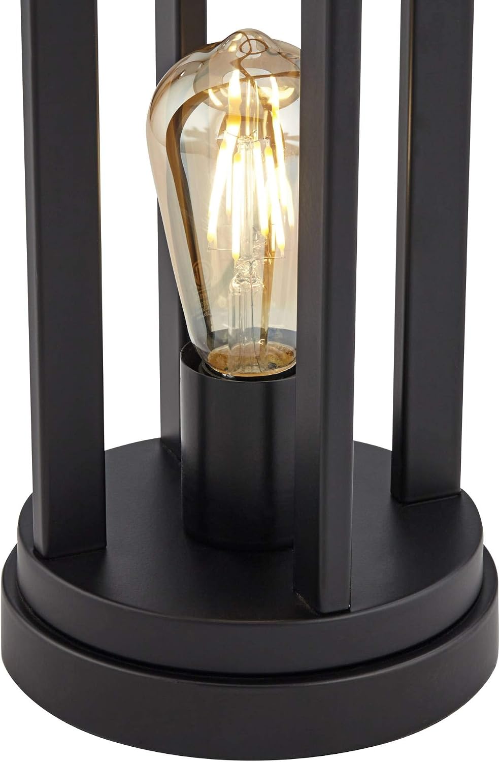 Marcel 24 1/4" High Table Lamp USB Set of 2 LED Night Light Black Modern | USB Port A+C Charging Natural Industrial Metal Bedroom Living Room House Bedside Nightstand Linen Shade