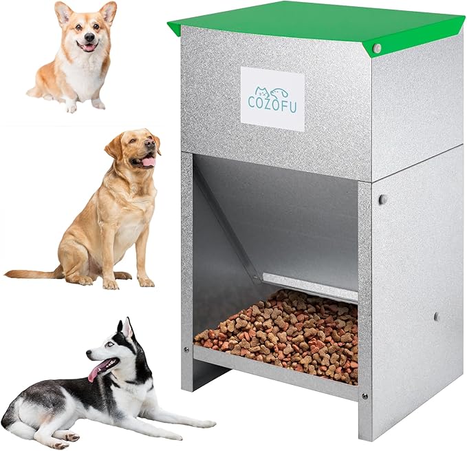 Dog Feeder - Galvanized Metal Pet Food Station by COZOFU