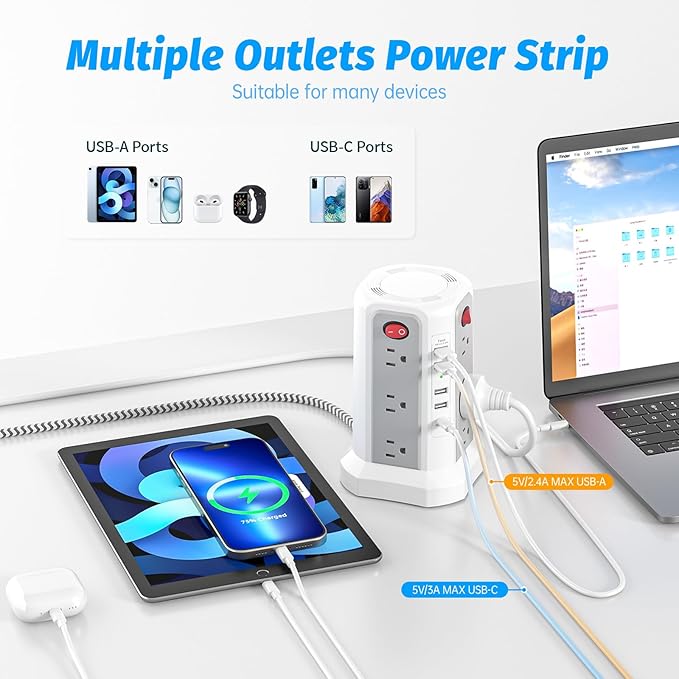 Power Strip Tower Surge Protector - Image 3