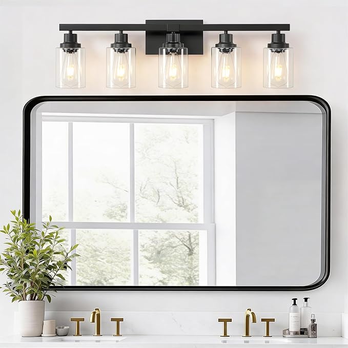 DIKAIDA 5-Light Black Bathroom Vanity Light, Modern Vanity Lighting Fixture - Image 8