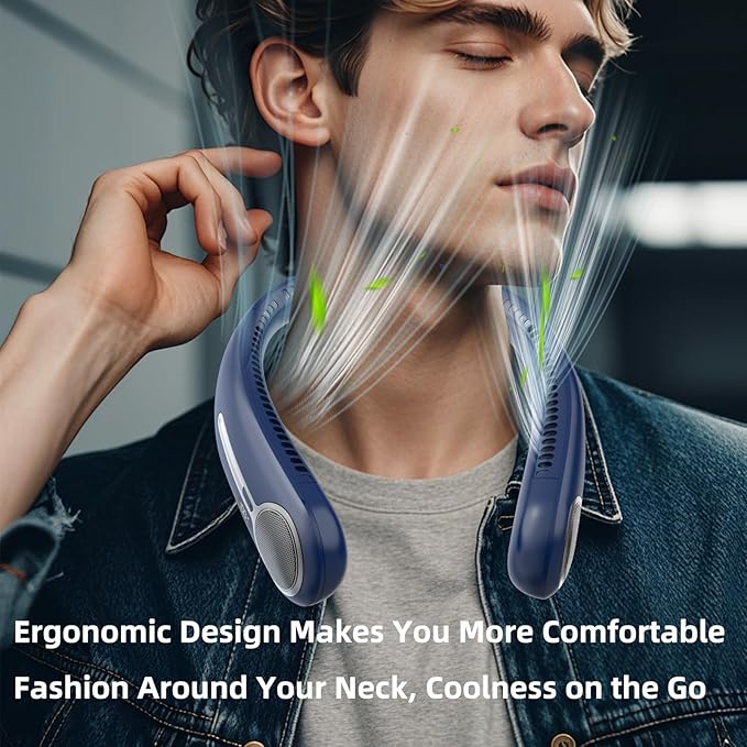 Portable Neck Fan, Hands Free Personal Wearable Bladeless Fan, 6000mAh USB - Image 6