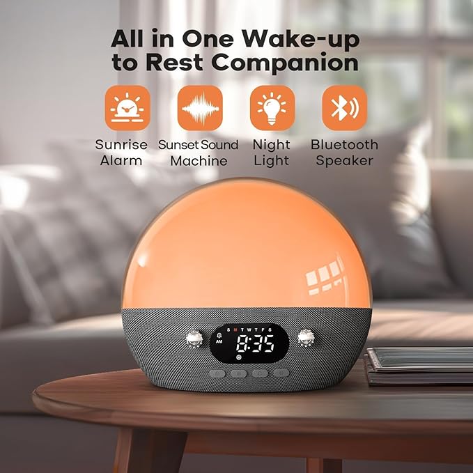 Dekala RestOnn Sunrise Alarm Clock Sunset Sound Machine 7-Day Programmable Loud - Image 2