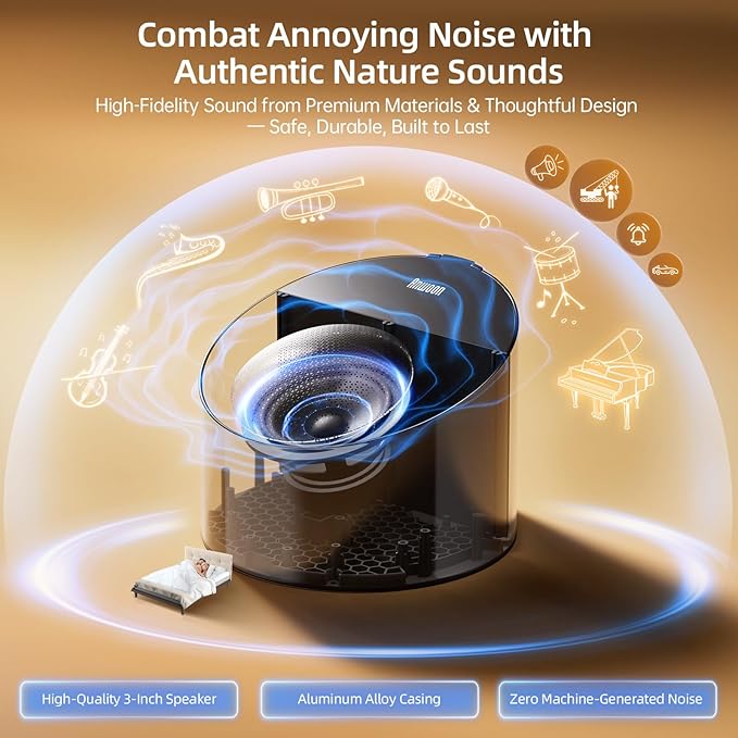 ANWOON Sound Machine & Aroma Diffuser Pro 4-in-1 Sleep System, Premium Metal - Image 4