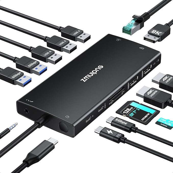 USB C Hub USB C Docking Station Dual Monitor 4K@60Hz+DP 8K@30Hz - Image 8