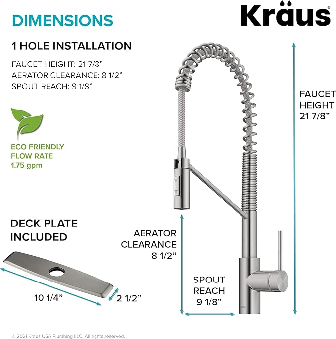KRAUS Oletto Commercial Style Single Handle Pull Down Kitchen Faucet - Image 6