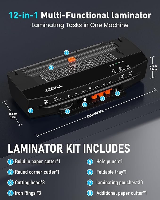 Qfun 3-10 Mil Thermal Laminator Machine 11x17 Heavy Duty Lamination Machine - Image 7