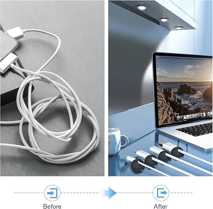 12 Pack Cable Clips, Znben Cord Organizer Holder Adhesive Cable Management - Image 2