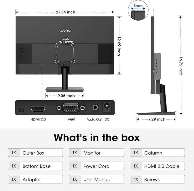 KOORUI 24 Inch Gaming Monitor 144Hz Full HD 1920 x 1080p IPS Ultra-Slim Display - Image 8