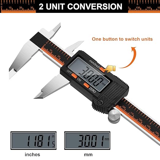 HARDELL Digital Caliper, 6 Inch Stainless Steel Caliper Measuring Tool - Image 3