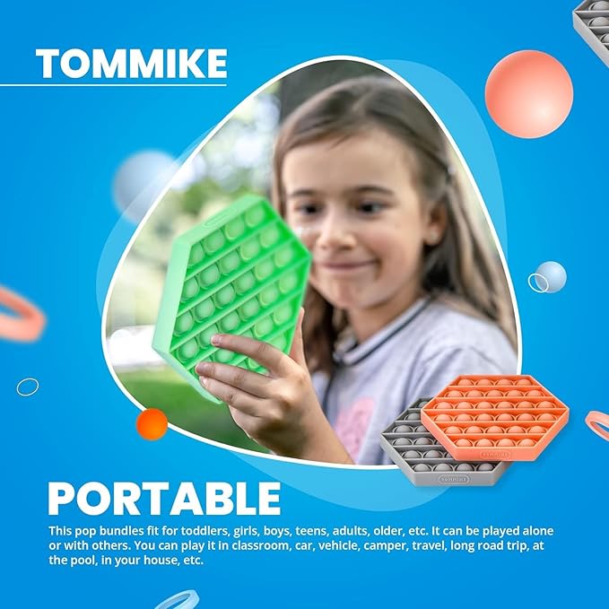 TOMMIKE Hexagon Push Pop Fidget Toy Bubble Sensory - Image 5