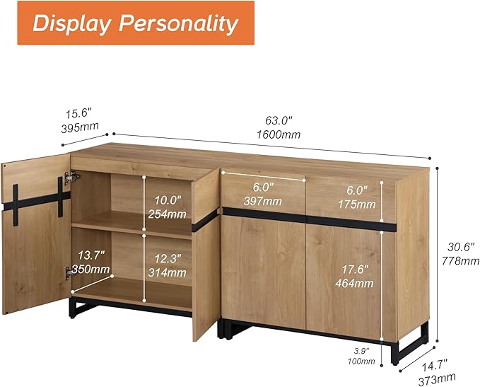 WAMPAT Modern TV Stand for TVs up to 70 inch, 2 in 1 Entertainment Center TV - Image 2