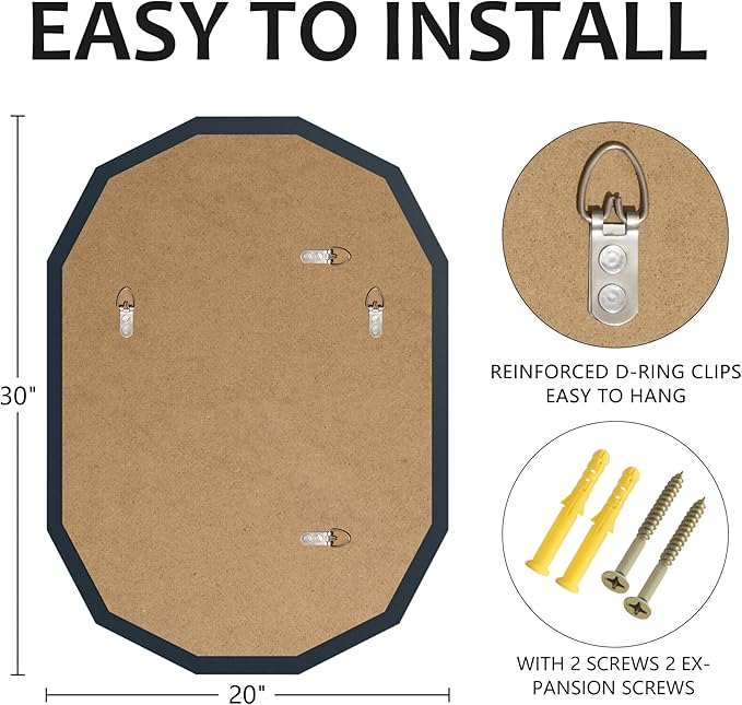 Bathroom Mirrors for Over Sink, Round Frameless Mirrors for Wall, 20x30 Inch - Image 7