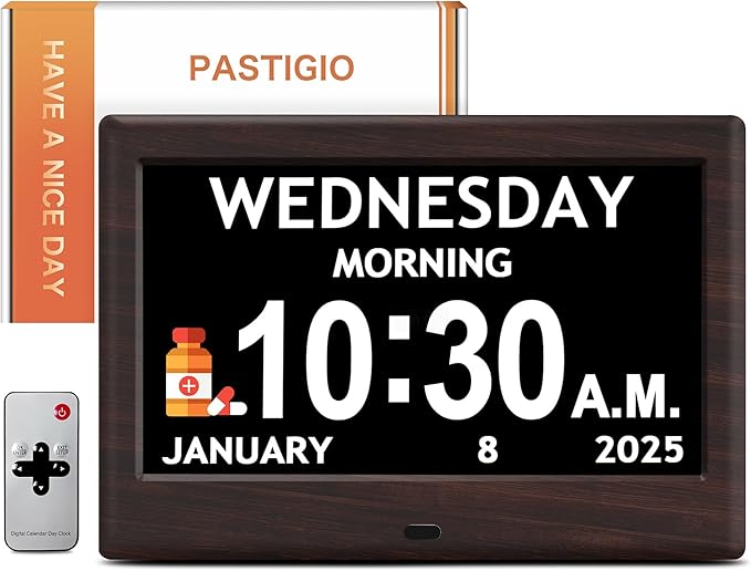 7'' Digital Clocks, 12 Reminders & 6 Alarms, Dementia Clock by Pastigio