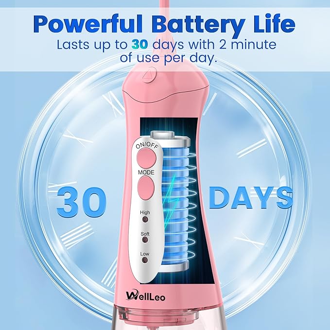 WellLeo Water Flosser for Teeth, Portable Oral Irrigator Rechargeable Water - Image 3