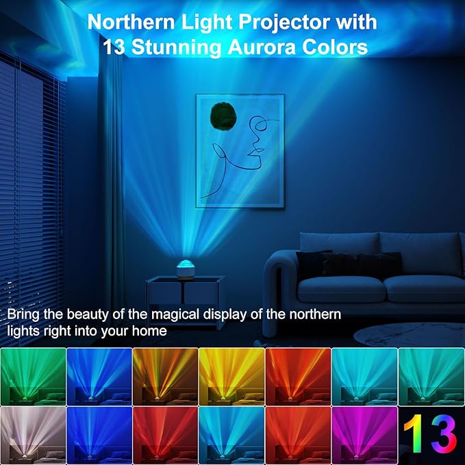 HUMIIEYE Northern Light Projector, Battery Operated Aurora Night Light - Image 2