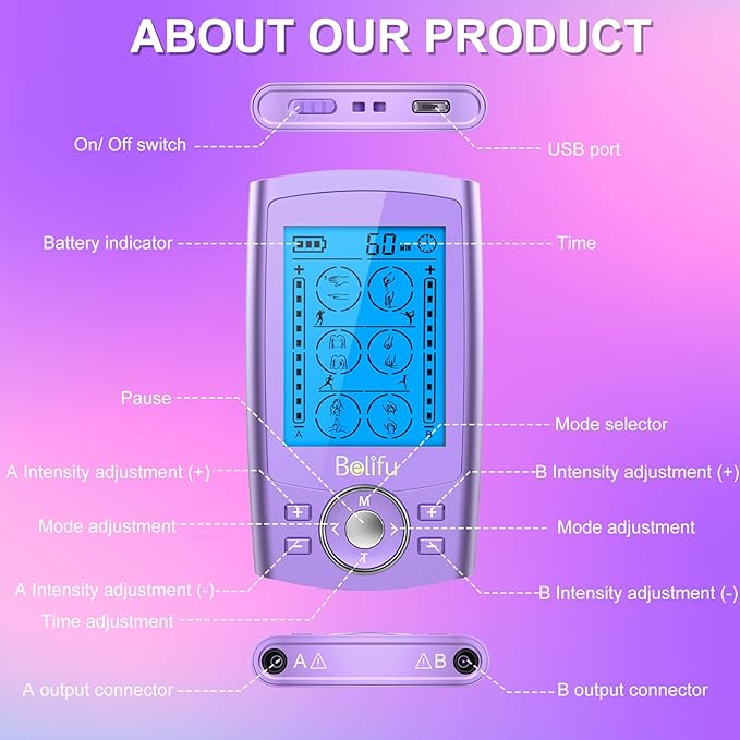 Belfiu TENS & PMS 24 Modes Muscle Stimulator - Image 4