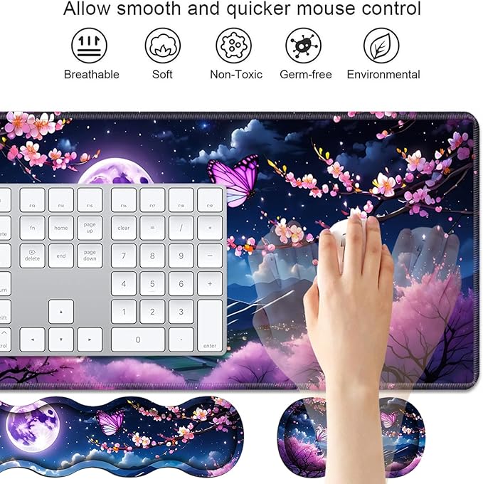 4 in 1 Ergonomic Keyboard Wrist Rest & Mouse Pad Wrist Rest Set, Large XXL - Image 3