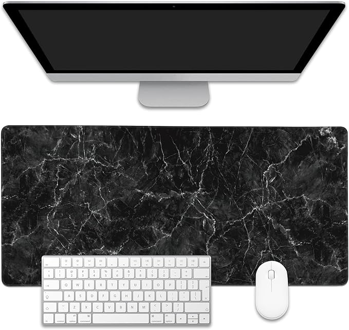 EOBKLAX Black Marble Texture Desk Mat, Large Gaming Mouse Pad, Non-Slip Rubber by EOBKLAX