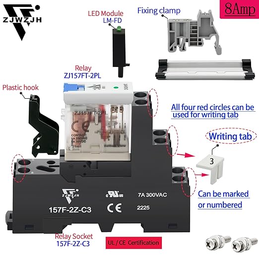 UL Listed 6 Pcs 8-Amp Electromagnetic Relay 24V DC Relay DPDT 2NO 2NC 8Pin - Image 3