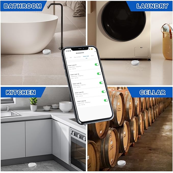 WiFi Water Leak Detectors 5 Pack, 120dB Adjustable Loud Water Leak Sensor - Image 5