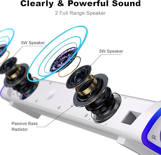 SOULION R30 Computer Speakers, USB Powered 3.5mm AUX Small PC Speaker, Colorful - Image 2