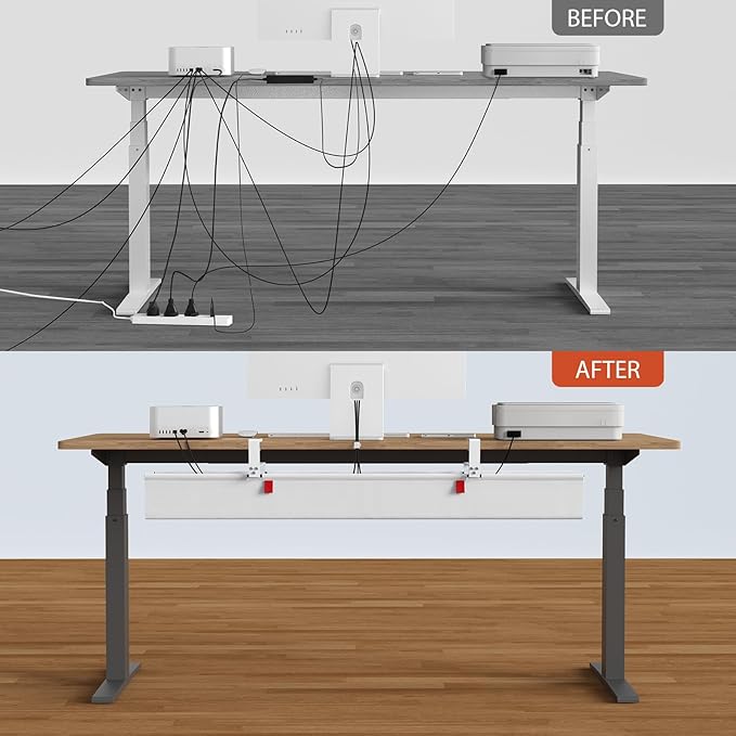 Univivi No Drill Under Desk Cable Management Tray, Clamp/Screw Mount Desk Cable - Image 7