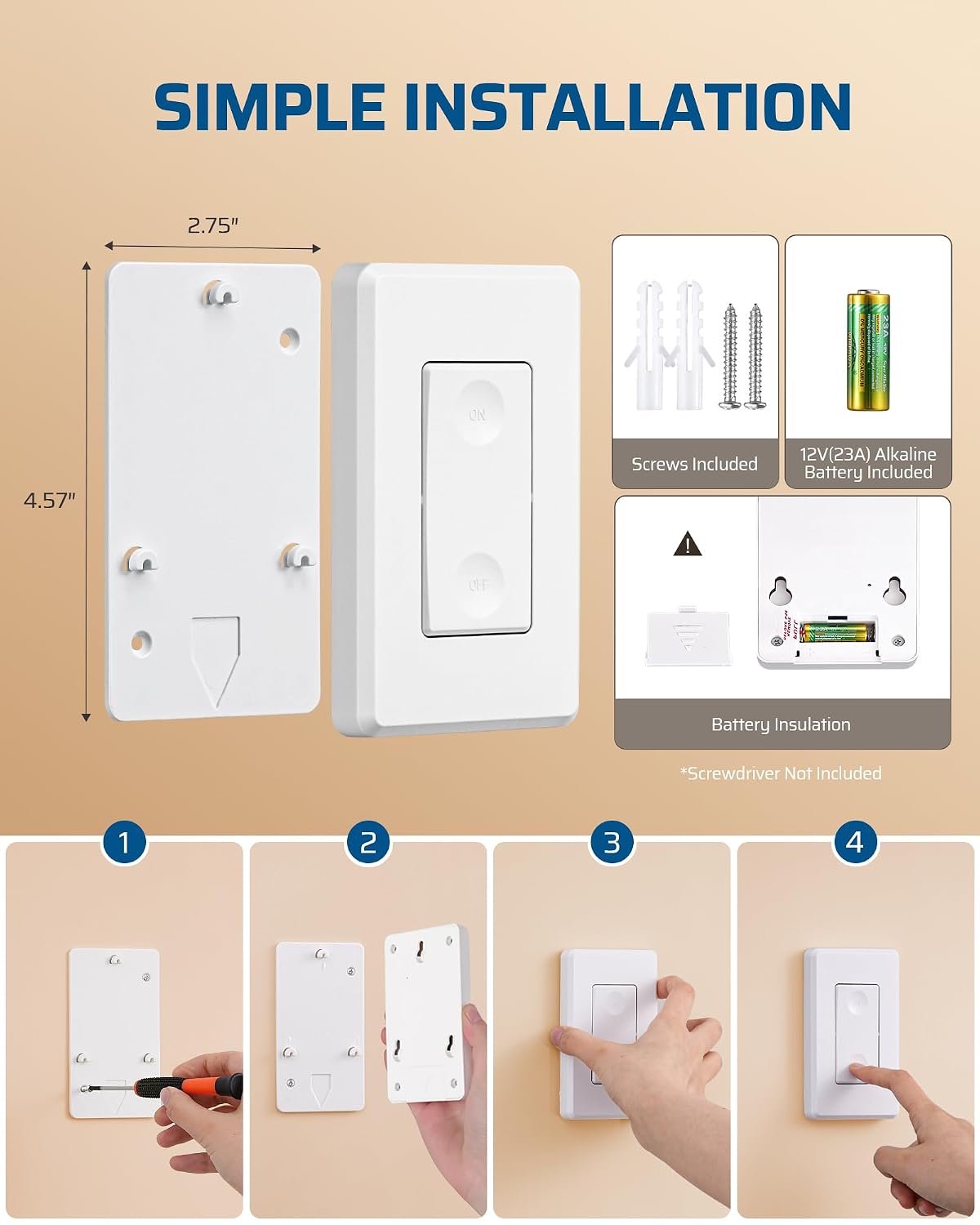 DEWENWILS Remote Light Switch with Side Outlet, 15A/1875W, ETL Listed | 1 Outlet & 2 Remotes, 100FT Range, 125V 60Hz, Programmable & Expandable for Lamps, Fans, Household Appliance, ETL Listed