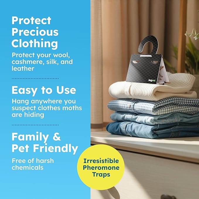 BugMD Clothes & Pantry Moth Traps – Sticky Glue Pheromone-Based Repellent - Image 3