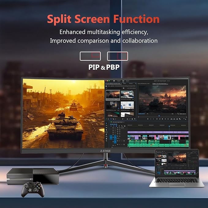 Z-Edge 30" Curved Gaming Monitor, WFHD1080P 200Hz 165Hz Monitor, MPRT 1ms - Image 5