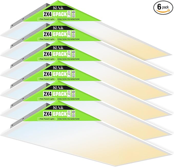 SLAclite 6 Pack 2x4 LED Flat Panel Light 50/40/35/30/25W 6500lm Adjustable by WelcometoSLAcliteBrand