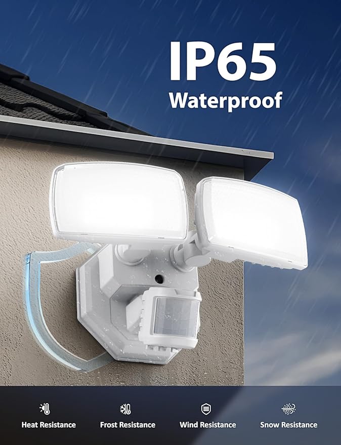 Onforu 32W 2 Head Motion Sensor Outdoor Lights, 3200LM 6500K LED Security Light - Image 7