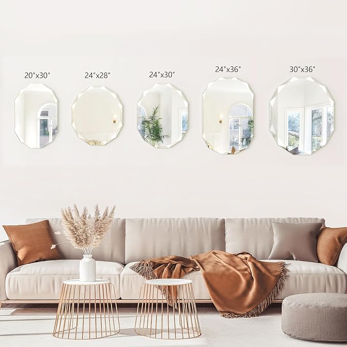 Bathroom Mirrors for Over Sink, Round Frameless Mirrors for Wall, 24x30 Inch - Image 7