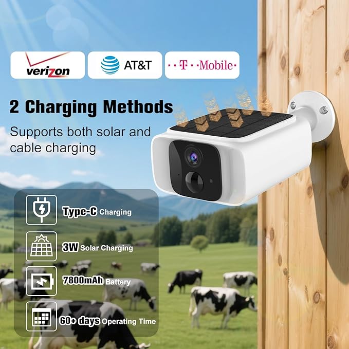 4G LTE Cellular Solar Security Camera Outdoor, 365 Days Free Unlimited Data - Image 3