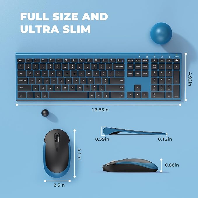 Wireless Keyboard and Mouse, Vssoplor 2.4GHz Rechargeable Quiet Full-Size - Image 6