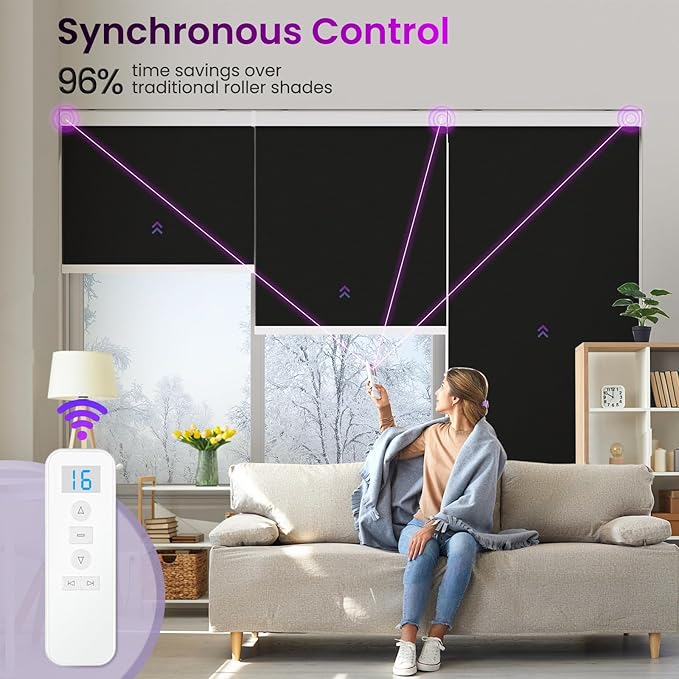 Astomi Motorized Roller Shades for Windows, Effortless Remote & Voice Control - Image 3