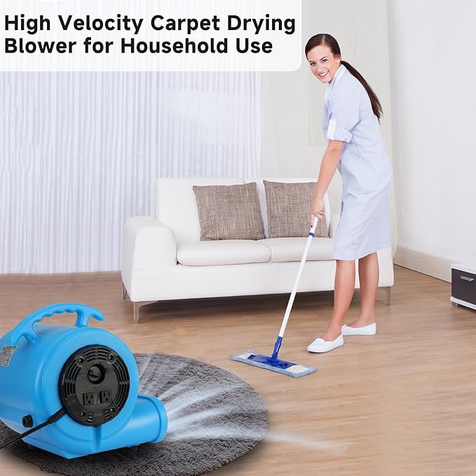 blessny 1/2 HP ETL Listed Carpet Dryer Fan, 2600 CFM Air Blower Mover - Image 8