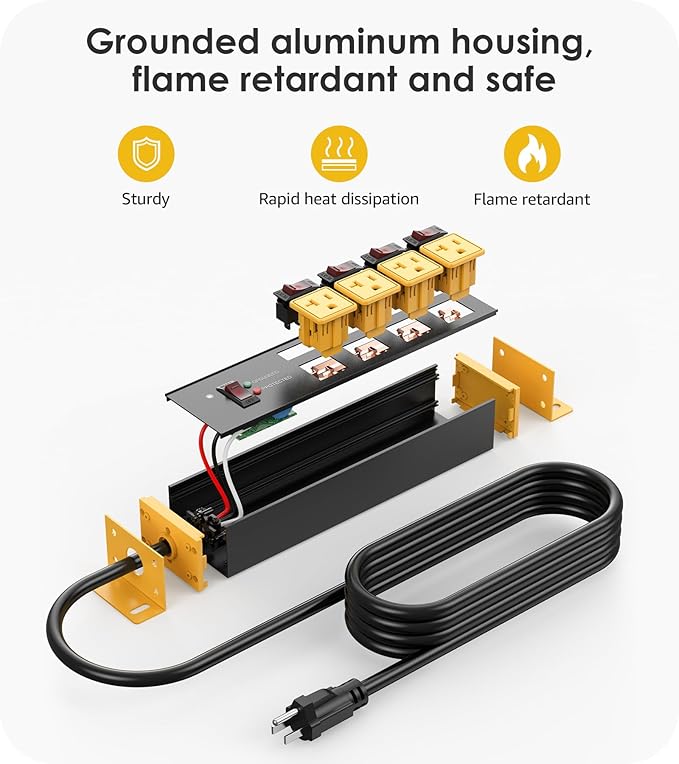 CCCEI Heavy Duty Surge Protector Power Strip 20 Amp Individual Switches. 6FT 12 - Image 6