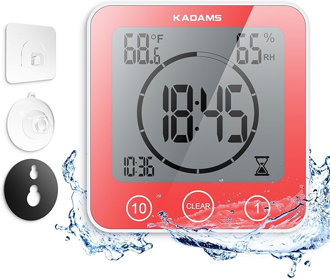 KADAMS Shower Clock Waterproof Bathroom Timer – Digital Wall Clock by KADAMS