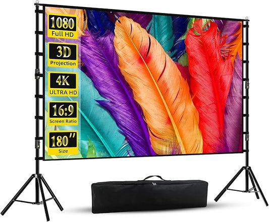 Projector Screen with Stand, Wootfairy 180 inch Portable and Foldable by wootfairy