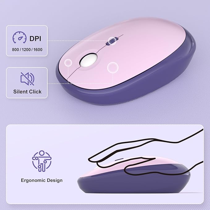 MOFII Wireless Keyboard and Mouse Combo, Full Size 2.4G Retro Round Computer - Image 6