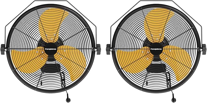2PCS 2600 CFM 14 inch Outdoor High Velocity Wall Mounted Fan, 3-Speed Metal Fans by Fanqiebros