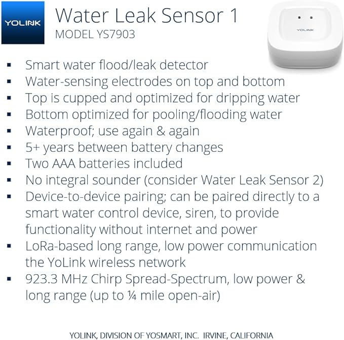 YoLink Water Leak Detection Starter Kit, w/SpeakerHub Audio/Talking Hub & Water - Image 2