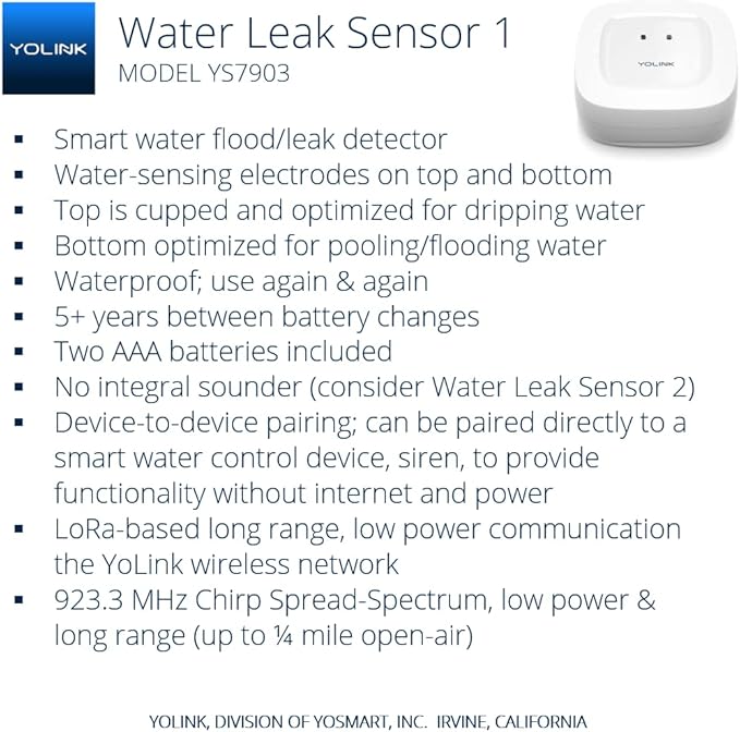 YoLink Water Leak Detection Starter Kit, w/SpeakerHub Audio/Talking Hub & Water - Image 2